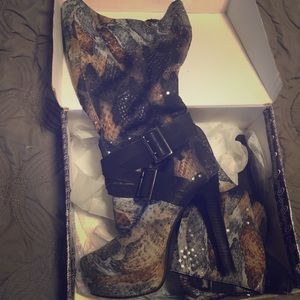 Funky knee high boots